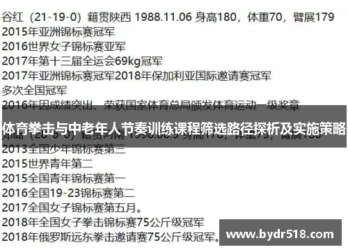 体育拳击与中老年人节奏训练课程筛选路径探析及实施策略